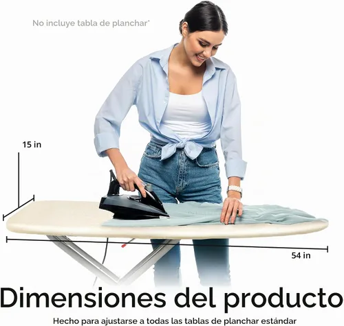 Vista 6 de Home Intuition Funda para tabla de planchar extra gruesa y almohadilla de hierro resistente a la quema con cierre de y borde elástico, 15 x 54 Beige