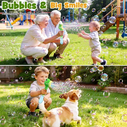 Vista 3 de Varita de juguetes de burbujas de dinosaurio para niños: juguetes al aire libre para niños pequeños y niñas, diversión de burbujas para fiesta