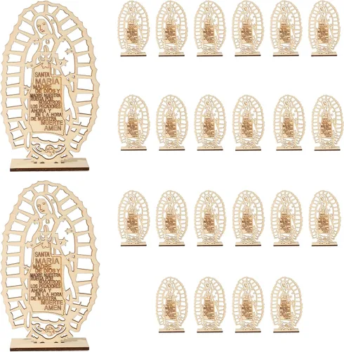 Vista 7 de 12 Piezas De Centros De Mesa De Madera Para Bautizo, Centros De Mesa Para Bautizo Bodas Decoraciones, Mi Primera Comunión Decoraciones, Decoraciones