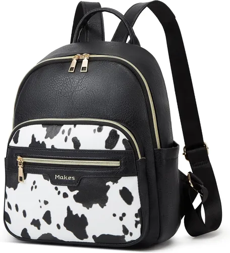 Vista 37 de Makes - Bolso tipo mochila para mujer, de piel sintética, bolso de viaje con diseño convertible a cartera, 12 pulg., Mochilas de viaje