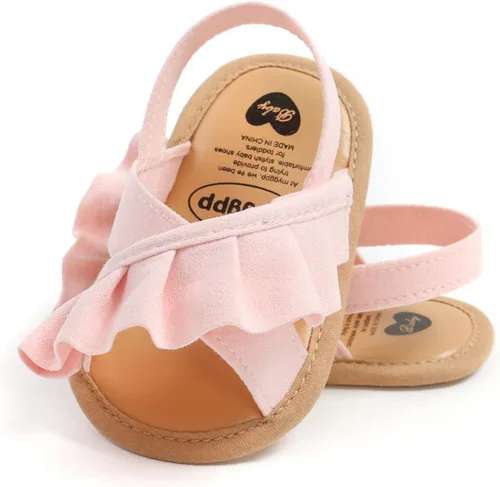 Vista 4 de RVROVIC Sandalias de primera calidad para bebés, niños y niñas, suela de goma antideslizante suave, zapatos de verano al aire libre para niños