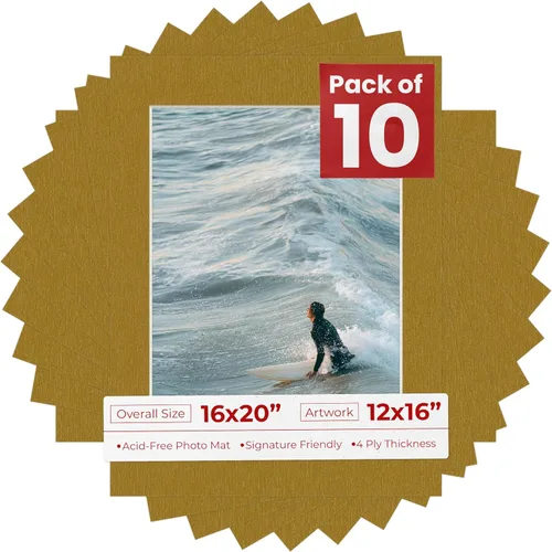 Vista 130 de Tapete de 16 x 20 pulgadas para fotos de 12 x 16 pulgadas, precortado marrón roble envejecido para marcos de 16 x 20 pulgadas, corte biselado mate