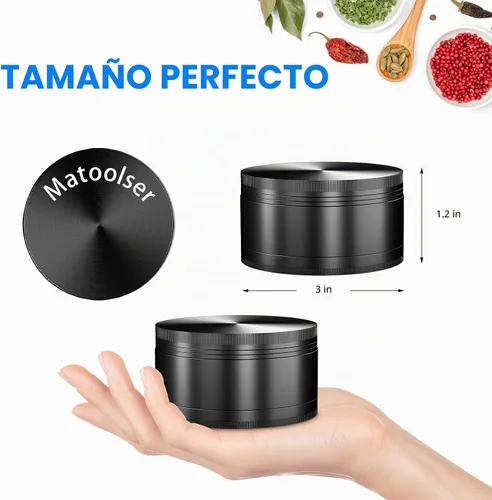 Vista 2 de Matoolser Molinillo de especias de 3 pulgadas para cocina (negro)