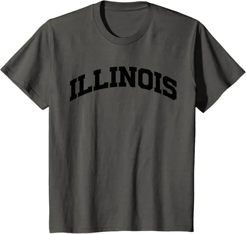 Vista 47 de Illinois Gift - Camiseta de diseño deportivo con texto universitario, gris, S