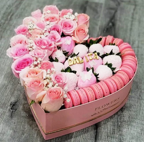 Vista 5 de UNIKPACKAGING Juego de 3, flores en forma de corazón/cajas de regalo (rosa)