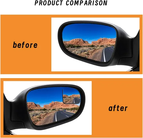 Vista 8 de 2 piezas Espejo retrovisor automotriz, espejo para punto ciego, espejos ajustables HD sectoriales, espejos convexos de gran ángulo sin marco