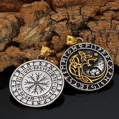 Vista 3 de GuoShuang Noridc - Collar vikingo de acero inoxidable para hombre, con bolsa de regalo de Valknut