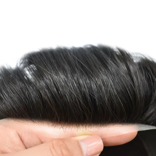 Vista 3 de Toupee For Men Real Human Hair Mens Toupee Hair Replacement System Swiss Lace Toupee For Men Natural Human Hair Piece Mens Toupee6*8"-90% density#2