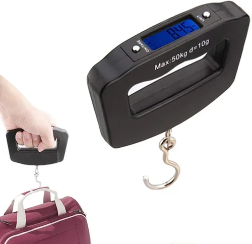 Vista 7 de Meichoon Báscula digital de equipaje de 110 libras110.2 lbs, mini báscula electrónica portátil con gancho de pesca, función de tara, pantalla LCD