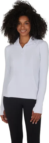 Vista 15 de Yogalicious Chaqueta atlética ligera de media cremallera de manga larga con bolsillos delanteros y orificios para los pulgares