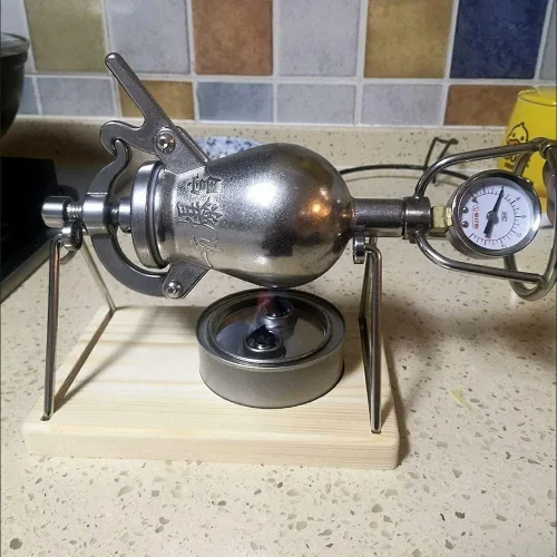 Vista 6 de Mini máquina de palomitas de maíz de acero inoxidable 304, máquina de palomitas de maíz de alta presión operada a mano para reuniones familiares