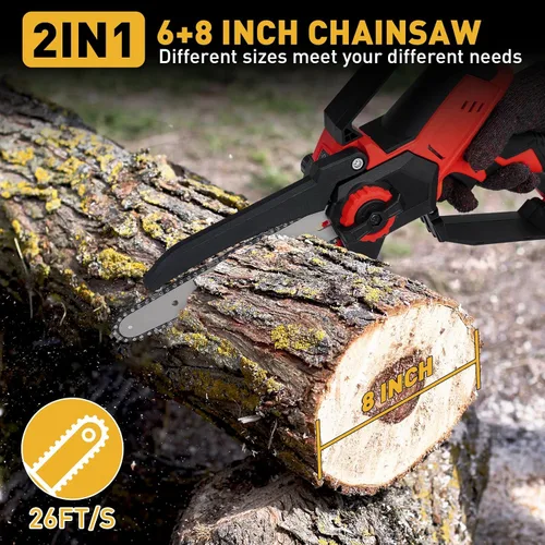Vista 2 de Mini motosierra inalámbrica para batería Milwaukee M18, motosierra eléctrica sin escobillas de 6 y 8 pulgadas, sierra de mano engrasadora automática