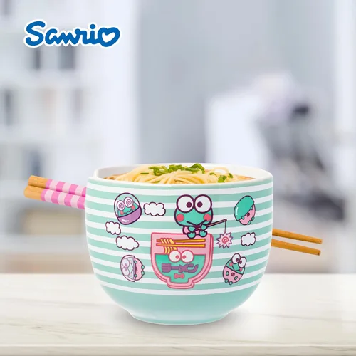 Vista 40 de Silver Buffalo Hello Kitty y sus amigos Chococat - Tazón de cerámica para ramen y arroz con palillos, patrón a cuadros, apto para microondas, 20