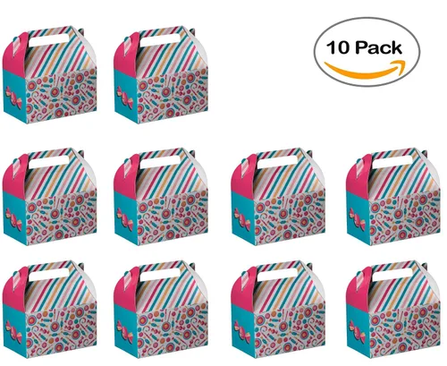 Vista 2 de Hammont Cajas de papel (10 unidades) - Cajas de galletas para regalos de fiesta, bonitos diseños, perfectas para fiestas y celebraciones, 6.25 x