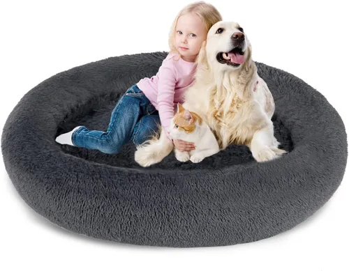 Vista 28 de SAVFOX Camas de felpa calmantes para perros, cama de perro dona para perros pequeños, medianos, grandes y extragrandes, cama cómoda para perros