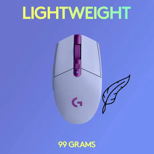 Vista 5 de Logitech G 305 LIGHSTPEED - Mouse inalámbrico para juegos, sensor Hero 12K, 12,000 DPI, ligero, 6 botones programables, duración de la batería