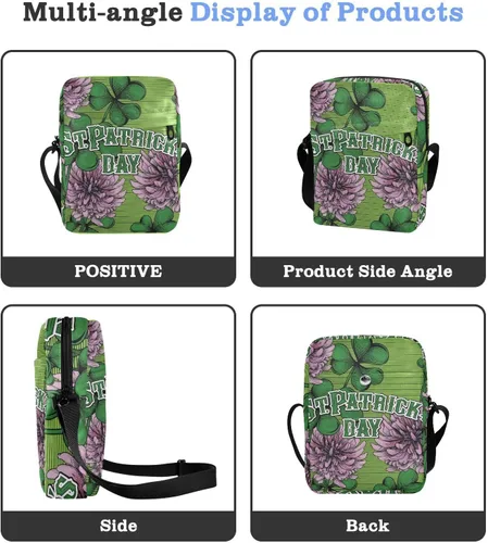 Vista 4 de Happy St Messenger Bag for Women Men Crossbody Shoulder Bag Small Crossbody Bags Over The Shoulder Bag with Adjustable Strap for Cycling Hiking