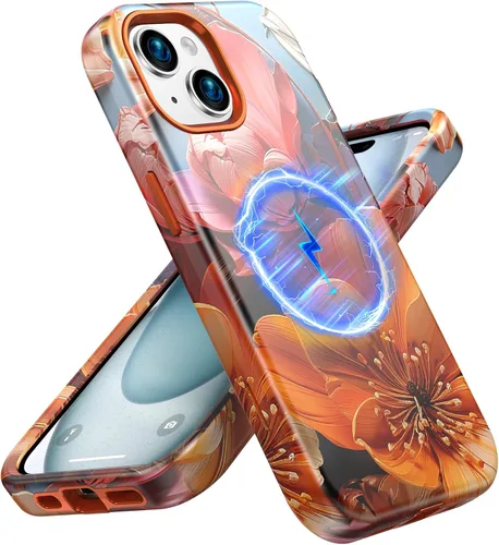 Vista 20 de Magsafe - Funda protectora para iPhone 13/14, a prueba de golpes, a prueba de caídas, funda inalámbrica para parachoques, protección híbrida Flor
