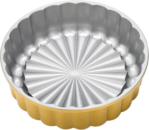 Vista 4 de Goaste Charlotte Cake Pan de 9.5 pulgadas, molde acanalado reutilizable, aluminio antiadherente con forma de flor para queso, chocolate, tarta