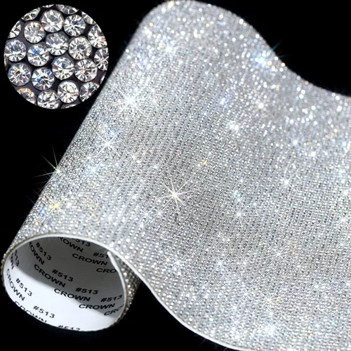 Vista 32 de Outus 12000 Piezas Lámina de Pedrería Brillante Calcomanía de Pedrería DIY para Decoración de Automóvil Calcomanía Autoadhesiva de Gemas de Cristal