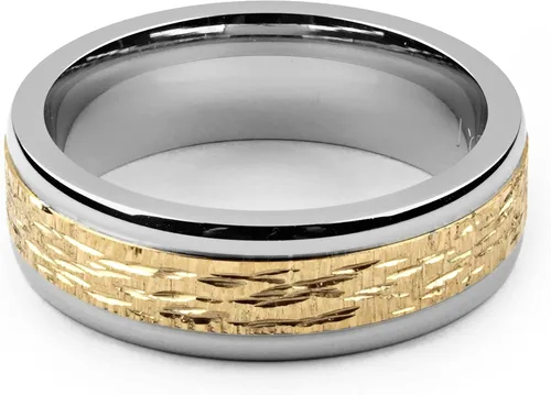Vista 2 de Alain Raphael Anillo de moda de cobalto de dos tonos y oro amarillo de 14 quilates (sólido, no chapado) Anillo de boda de 7 milímetros de ancho