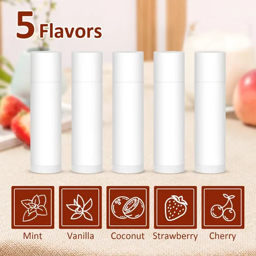 Vista 4 de VISRIE Paquete de 60 Bálsamos Labiales Sin Etiquetar, Bálsamo Labial Natural a Granel Tubo en Blanco, Bálsamos Labiales Personalizados