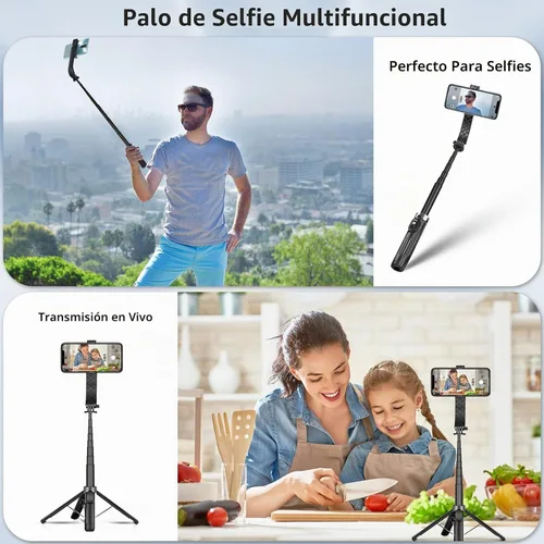 Vista 4 de UTEBIT Trípode de palo selfie de 40 pulgadas con luz, trípode extensible
