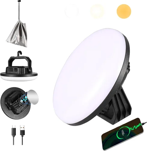 Vista 16 de VAVOFO Linterna LED de Campamento Recargable de 30W, 3000LM, 124 LED con 3 Modos de Iluminación, Luz Portátil para Tienda de 7200mAh con Imán