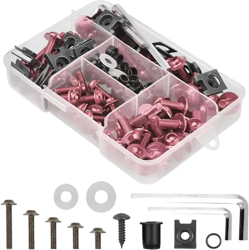 Vista 12 de Kit de pernos de carenado de motocicleta, 177 piezas M5 M6, tornillos para parabrisas de motocicleta, kit de cierres de pernos de carenado de Negro