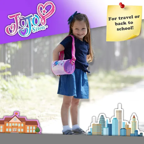 Vista 2 de JoJo Siwa Bolso bandolera para niñas bolso de mano con estampado de purpurina con correa de nailon ajustable bolso de mensajero ligero para niñas