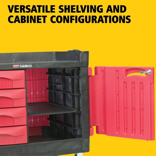 Vista 5 de Rubbermaid Commercial Products TradeMaster Carro de almacenamiento de herramientas, utilitario con 4 cajones + gabinete, pequeño, capacidad de 750