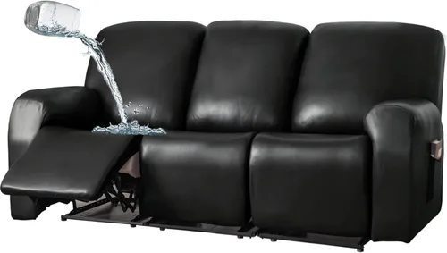 Vista 12 de JOKIVTOU Funda elástica de piel sintética para sofá reclinable de 1/2/3 asientos, con bolsillos laterales, impermeable, funda para sofá reclinable