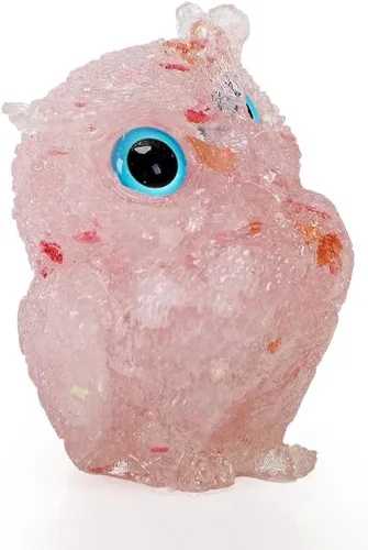 Vista 2 de Adorable figura de búho de 2.4 pulgadas, bonita estatua de búho de cristal natural, detalles de estante para decoración de oficina en casa y amantes