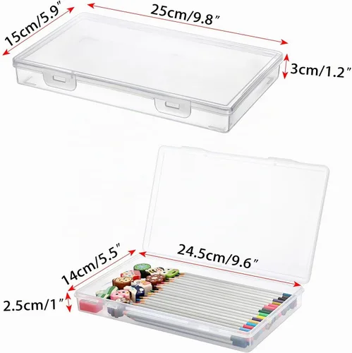 Vista 4 de BTSKY Caja de almacenamiento de plástico transparente con tapa de solapa, organizadores multiusos para manualidades y caja de almacenamiento