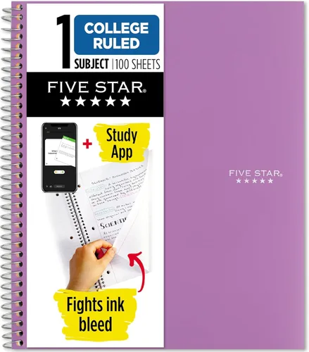 Vista 18 de Cuaderno de Five Star, 1 materia, con rayas, 100 hojas, 11" x 8-1/2", Negro