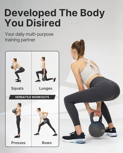 Vista 4 de YOTTOY Pesa rusa suave, juego para entrenamiento de fuerza y entrenamientos en casa, base acolchada de lados suaves, mango ancho, ideal