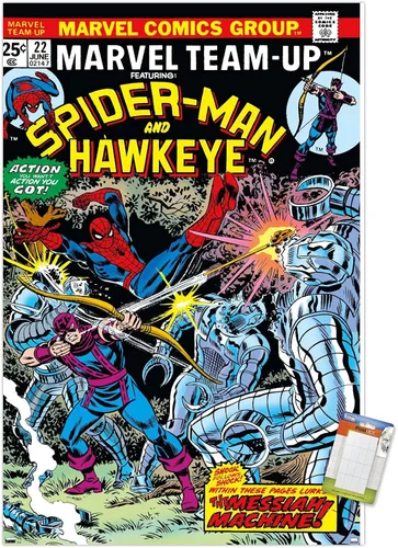 Vista 12 de Trends International Marvel Comics - Póster de pared de Hawkeye y Spider-Man, 22.4 pulgadas de largo x 14.7 pulgadas, versión enmarcada de madera