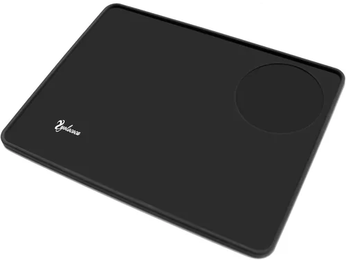 Vista 3 de Yolococa Estera de manipulación de café de grado alimenticio de goma de silicona Espresso Mat 8 pulgadas X 6 pulgadas negro