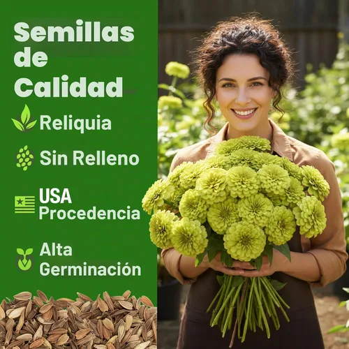 Vista 2 de HOME GROWN Envy Zinnia Seeds, 1000 Semillas, Zinnia elegans