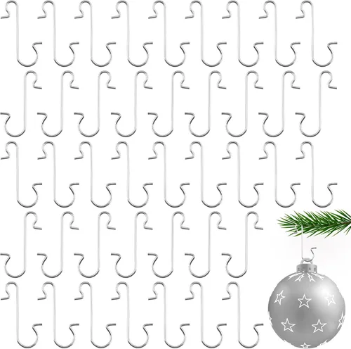 Vista 9 de 100 unidades de ganchos para adornos de Navidad - Ganchos negros para decoración de árbol de Navidad
