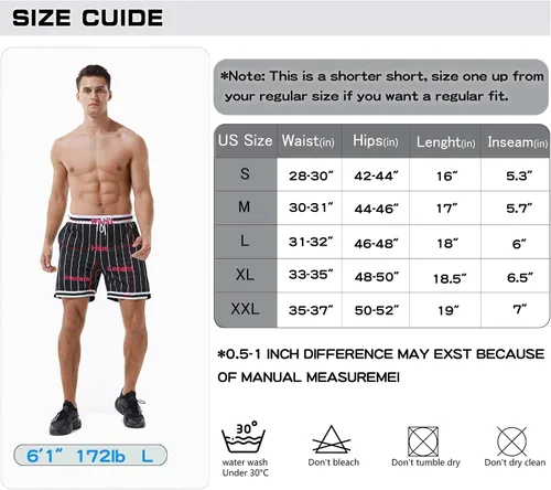 Vista 6 de HEALONG Pantalones cortos deportivos de baloncesto para hombre, malla para gimnasio, deportes, entrenamiento, cordón, retro, casual, a la moda
