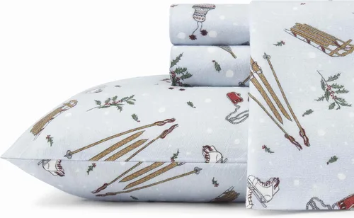 Vista 12 de Eddie Bauer - Sábanas individuales, juego de ropa de cama de franela de algodón, cepillada para mayor suavidad, decoración acogedora para el hogar
