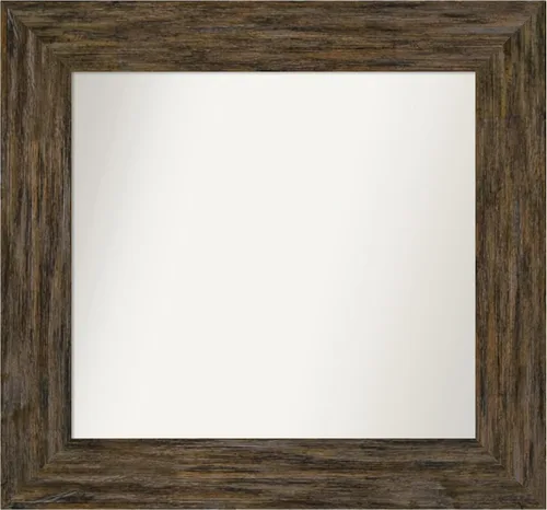 Vista 86 de Amanti Art Espejo personalizado, espejo de baño marrón Fencepost, espejo de pared o espejo de tocador de baño sobre el fregadero (27 x 27 pulgadas)