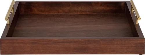Vista 2 de Kate and Laurel - Bandeja decorativa de madera con asas de metal