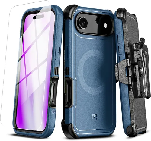 Vista 13 de M MYBAT PRO Funda para iPhone Air con funda de clip para cinturón, [compatible con Magsafe] con protector de pantalla, anticaídas, a prueba de Verde