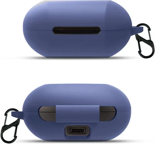 Vista 5 de DAYJOY Funda protectora de silicona suave compatible con Edifier NeoBuds S, funda protectora con llavero (negro + azul)