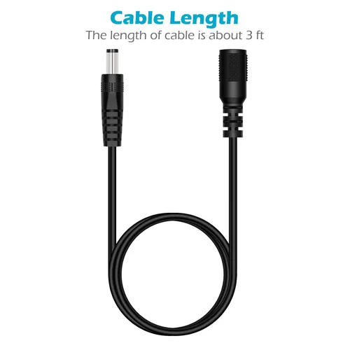Vista 4 de 2.1mm x 5.5mm Extension Cable, 3FT 5.5mm x 2.1mm DC Power Male to Female Jack Plug Power Supply Adapter Extension Cord for Surveillance IP Camera