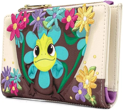 Vista 4 de Loungefly Disney - Cartera de piel sintética con solapa y diseño de flores, Multi, talla única , Americano