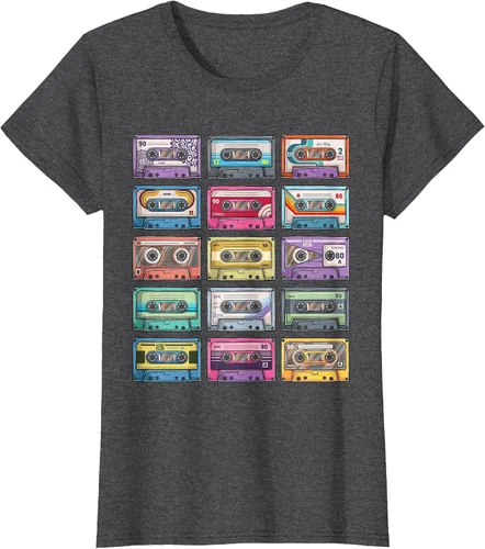 Vista 70 de Vintage Cassette Tapes Collection 80's 90's Music Mixtape T-Shirt Asphalt Grey