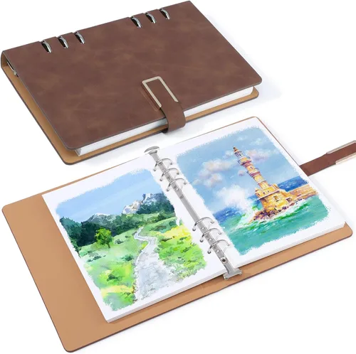 Vista 8 de Prudiut 30 hojas cuaderno de bocetos de acuarela, 140 lb/300 GSM papel de acuarela prensado en frío diario de acuarela para pintar, dibujar, medios